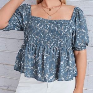 SHEIN Blue Floral blouse 3xL